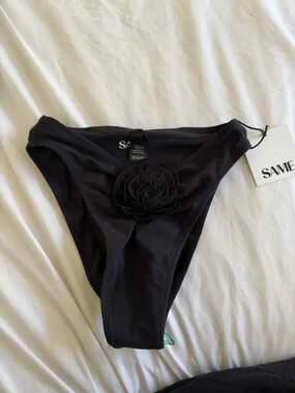 SAME Black Rosette Bikini Bottoms, Size Small — Bottoms Only